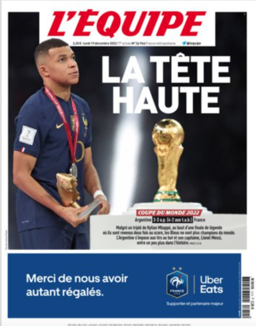 L'Équipe destacó a Mbappé en su portada. (Foto: captura de pantalla)