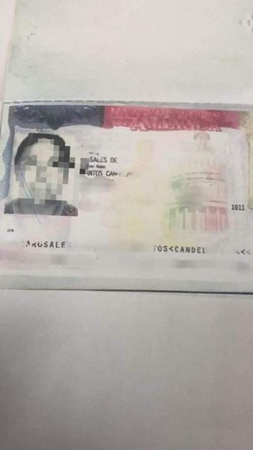 Esta es la visa falsa que portaba Santos Candelaria Rosales . (Foto: PNC)
