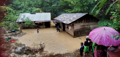 Inundaciones en la aldea La Unión, Chicamán, Quiché. (Foto: Conred)