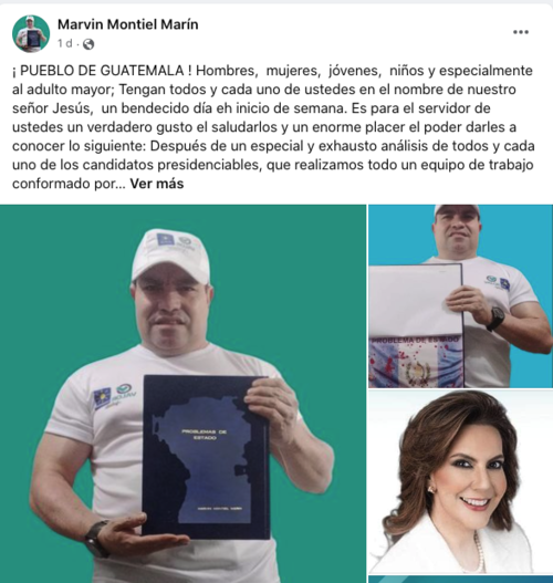 Marvin Montiel MarÃ­n, alias "El Taquero" mostrÃ³ su apoyo a Zury RÃ­os. (Foto: captura de pantalla)