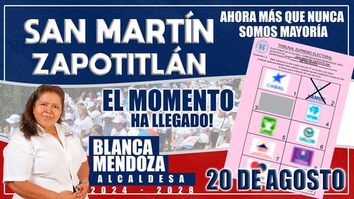 En el municipio de San Martín Zapotitlán, en el departamento de Retalhuleu, Blanca Mendoza del Partido Vamos será la próxima alcaldesa.
