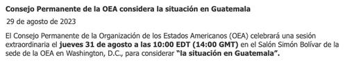 Convocatoria publicada en el sitio electrónico de la OEA. (Captura de pantalla)