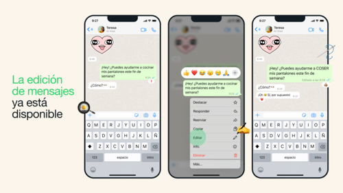 whatsapp, editar mensajes, nueva función whatsapp