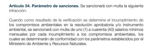 En el artículo 54 se indica que las sanciones serán con el pago del equivalente a salarios mínimos. (Foto: captura de pantalla)