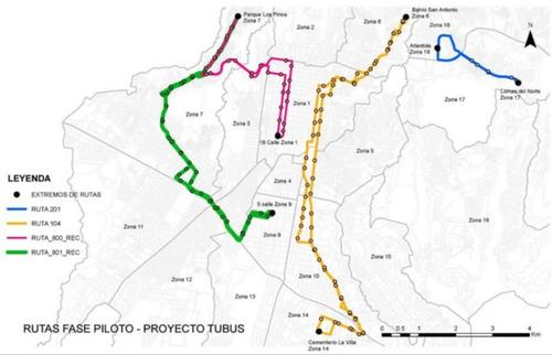 Estas son las rutas de Tu Bus de acuerdo al plan piloto. (Gráfica: Municipalidad de Guatemala)