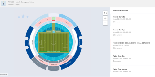 Para comprar boletos se debe seleccionar el área en el estadio deseada. (Foto: captura de pantalla)