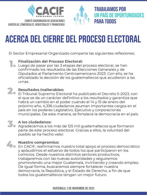 Cacif, proceso electoral, Guatemala