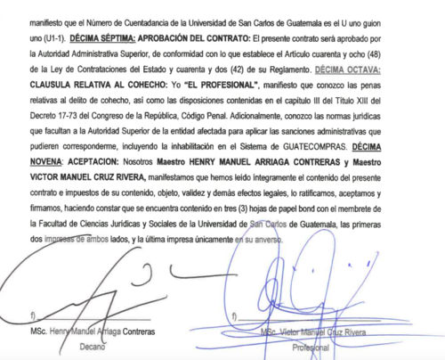 Juez Víctor Cruz, contrato, Usac, Walter Mazariegos, 