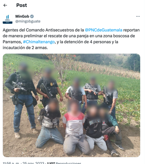 pareja secuestra, zona 10, Parramos Chimaltenango, 