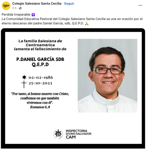 padre Daniel García, muerte, El Salvador, Guatemala 