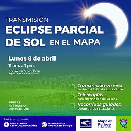 Eclipse solar, 8 de abril, lugares, Guatemala, 2024