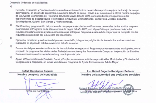 Este es parte del informe de actividades que presentó el asesor Neftalí Hernández Fajardo. 