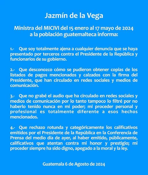 jazmín de la vega, bernardo arévalo, audio, civ, guatemala