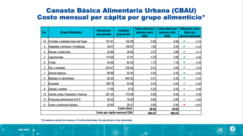 Estos son los grupos alimenticios incluidos en la Canasta Básica Alimentaria Urbana. (Foto: INE/Soy502)