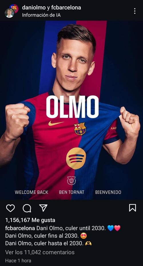 Dani Olmo a travez de redes sociales (Foto: Instagram @daniolmo)