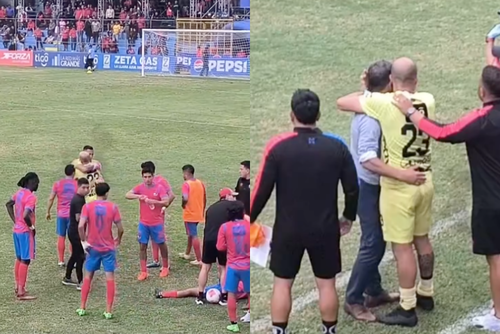 Momento en que Medina abraza a su equipo. (Captura de pantalla: Fútbol Total)