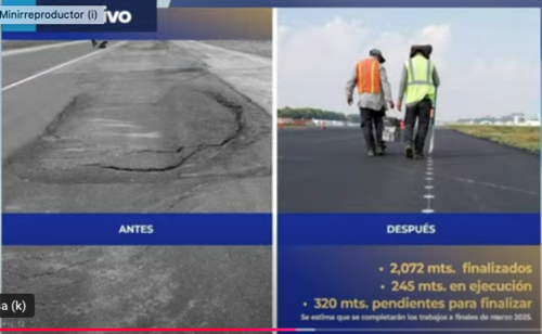 Imágenes mostradas por el viceministro de las labores en ejecución en la pista de taxeo del AILA. (Foto: DGAC/Soy502)