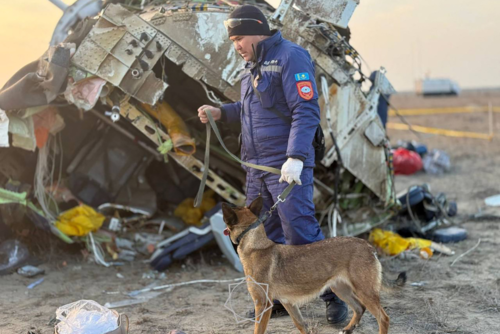 Especialistas en emergencias trabajaron en el lugar del accidente de un avión de pasajeros de Azerbaijan Airlines. (Foto: AFP) 

