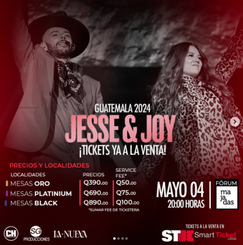 Jesse y Joy, concierto, Guatemala