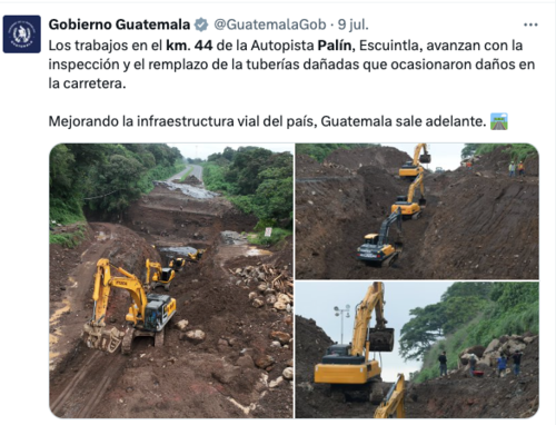 Estos son los avances que refiere el Gobierno en el kilómetro 44 de la autopista Palín-Escuintla.