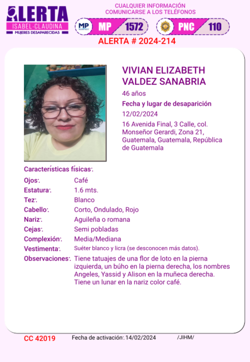 Vivian fue reportada como desaparecida, dos días después su cuerpo fue localizado. (Foto: MP)