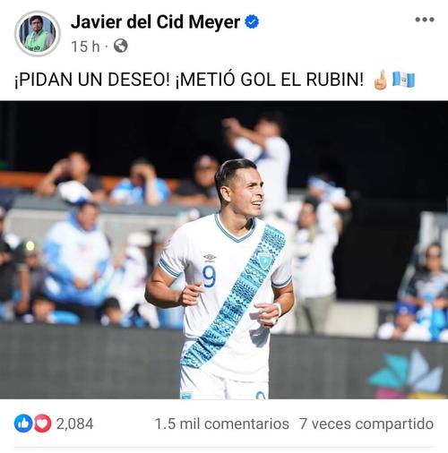 Publicación de Javier sobre Rubio Rubín. (Foto: Facebook)