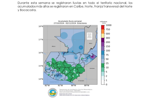 Para esta semana, el Insivumeh ha dado a conocer que se esperan lluvias sobre el territorio nacional. (Foto: Insivumeh) 