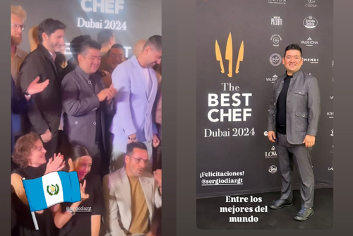 El Chef Díaz, junto a los otros seleccionados y por su paso en la alfombram, en Dubai. (Captura de Pantalla/Instagram/Sergio Díaz)