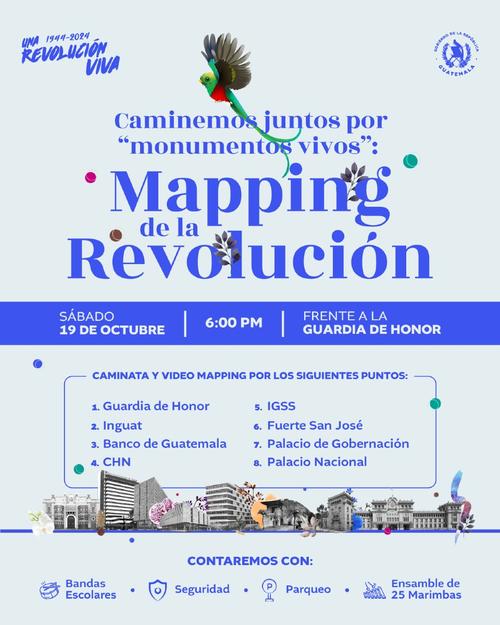 Este será el recorrido de la actividad "Mapping de la Revolución". (Foto: Gobierno de Guatemala)