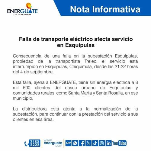 energía eléctrica, esquipulas, sin luz, a oscuras, guatemala