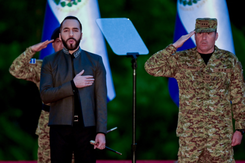 Bukele en su discurso por los 203 años de Independencia (Foto: AFP)