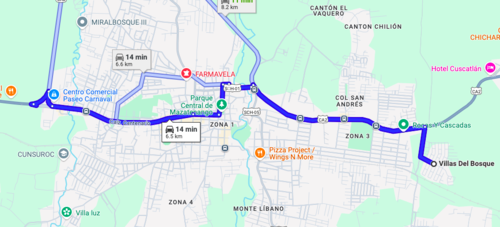 Según la ubicación en la que fue interceptada y donde fue rescatada, los dos lugares están a 6.6 kilómetros de distancia, que en carro se recorre en aproximadamente 14 minutos. (Foto: Google Maps)