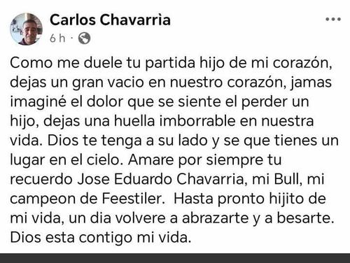 "Amaré por siempre tu recuerdo... mi Bull, mi campeón de FreeStyle. Hasta pronto hijito de mi vida"  (Imagen: Carlos Chavarría / Facebook)