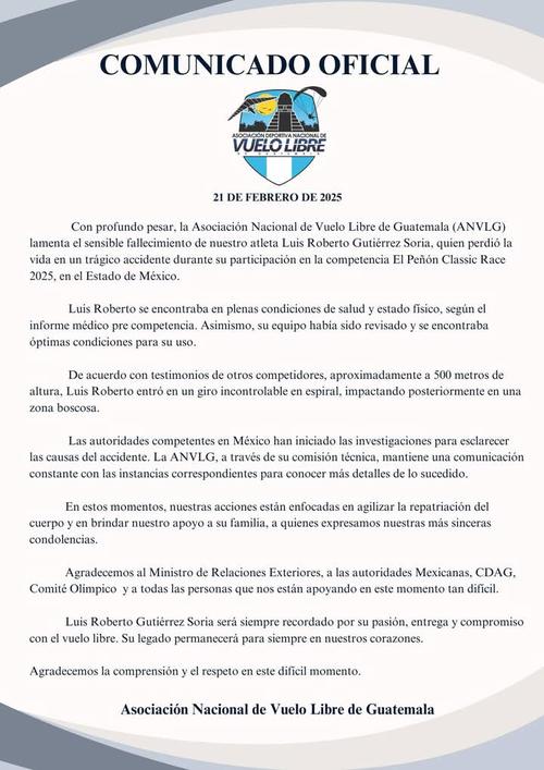 Imagen: Asociación Nacional de Vuelo Libre de Guatemala (ANVLG)