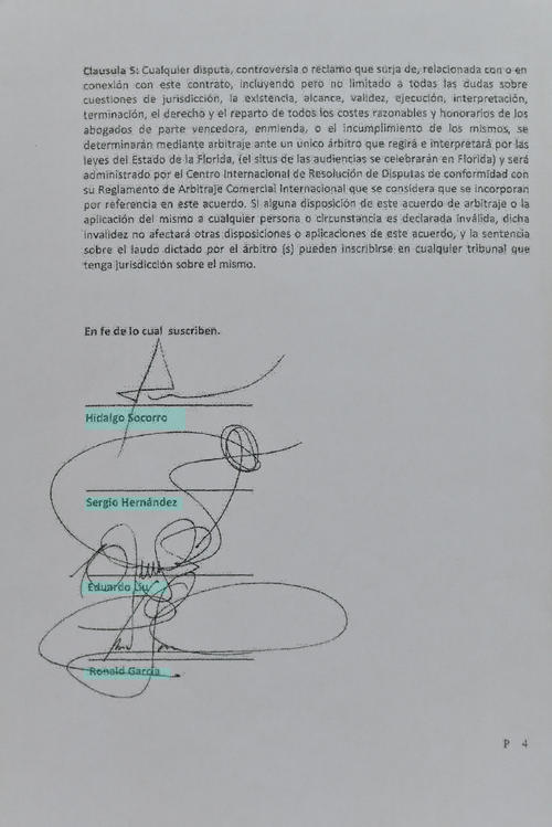 Firmaron el "Acuerdo" Hidalgo Socorro, Sergio Hernández, Eduardo Liu y Ronald García. (Foto: Soy502)