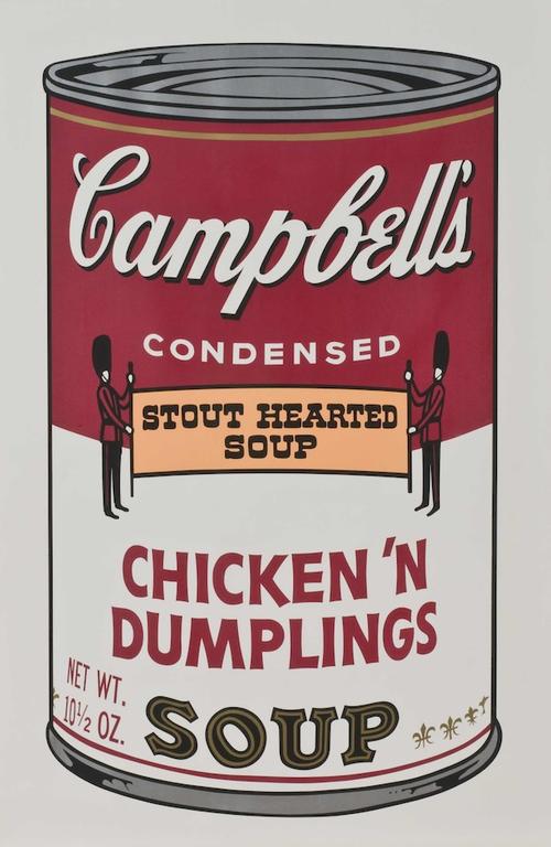 La ilustración de la Sopa Campbell's forma parte de las piezas que serán expuestas en la galería londinense a partir de hoy. 