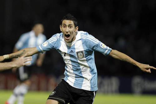 Di María celebra un gol anotado con Argentina