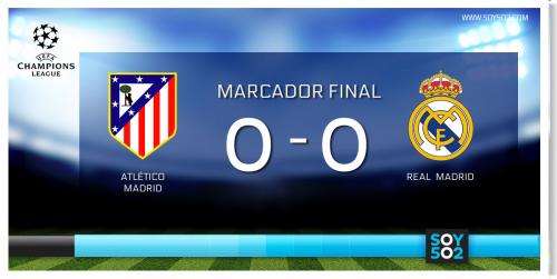 Marcador: Atlético 0-0 Real Madrid