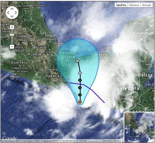 La tormenta Boris avanza por los estados del Sur de México.  (Foto: Conred)