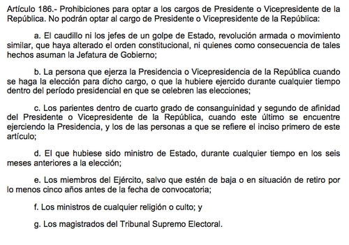 El artículo demuestra la inconstitucionalidad de la candidatura de Zury Ríos, como hija de Ríos Montt. (Foto: Constitución)