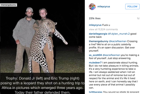 Los hijos de Donald Trump son cazadores. (Foto: Instagram) 