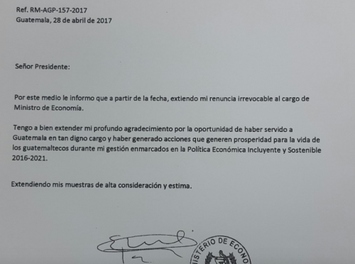 Rubén Morales renuncia a su cargo como Ministro de 