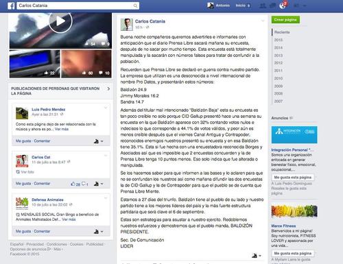 Carlos Catania, candidato a diputado por el partido Lider, publicó los datos de la encuesta un día antes. (Foto: Facebook)