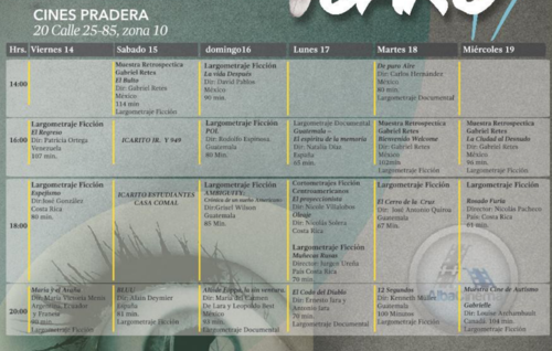 Este es el calendario de actividades en los cines Pradera. (Ícaro oficial) 