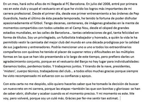 Carta despedida Alves Barcelona foto 