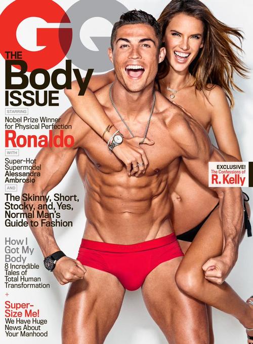 CR7  y la topmodel Alessandra Ambrosio fueron la portada de la revista GQ, edición Estado Unidos. (Foto: GQ)