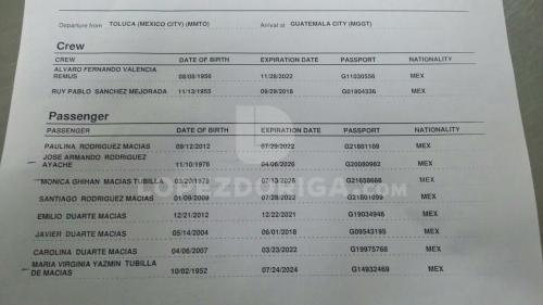 Este es el documento de vuelo de la familia Duarte. (Foto: López Doriga)