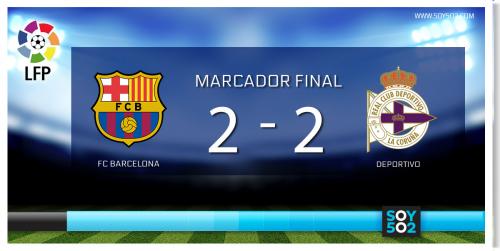 marcador final Barcelona 2-2 Deportivo
