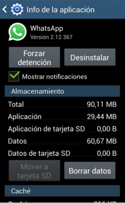 Ajustes del teléfono en Android.