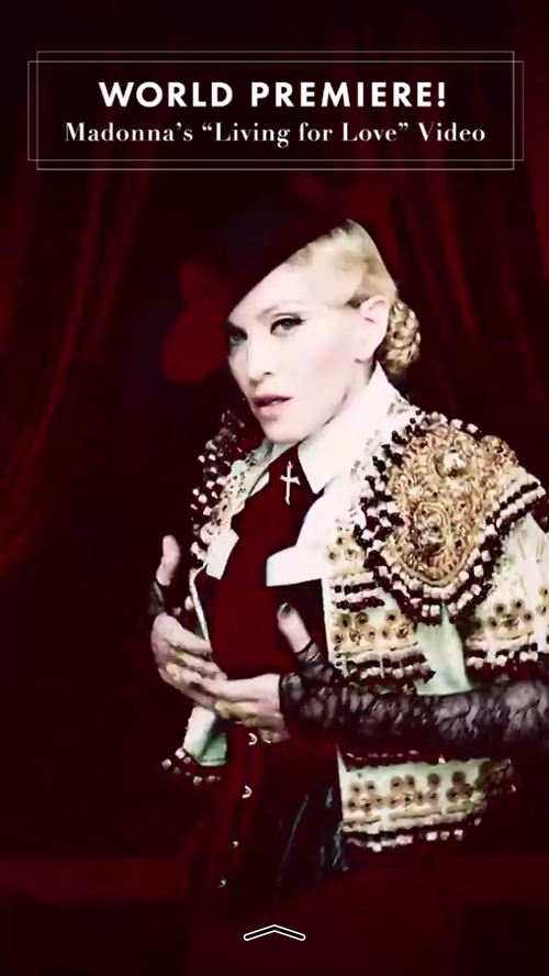 Con esta imagen, Madonna da la bienvenida a los usuarios de Snapchat a su nuevo video. (Captura de Snapchat)